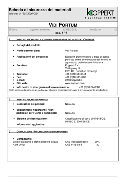 MSDS Vidi Fortum