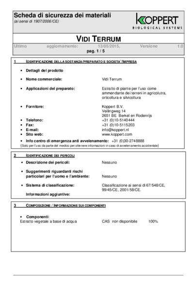 MSDS Vidi Terrum