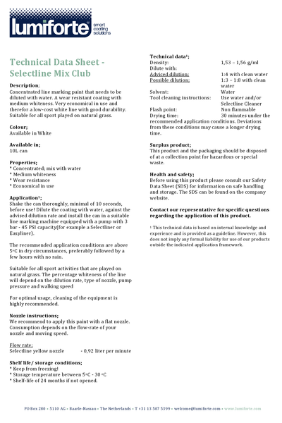 Technical Data Sheet Selectline Mix Club