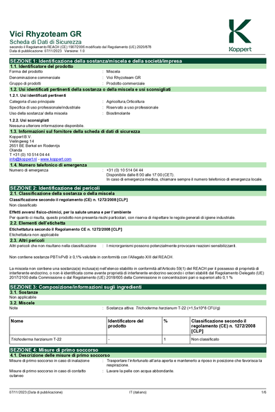 MSDS Vici Rhyzoteam GR