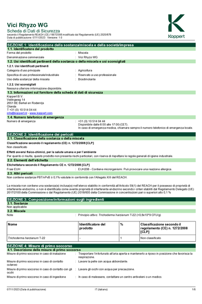 MSDS Vici Rhyzoteam WG